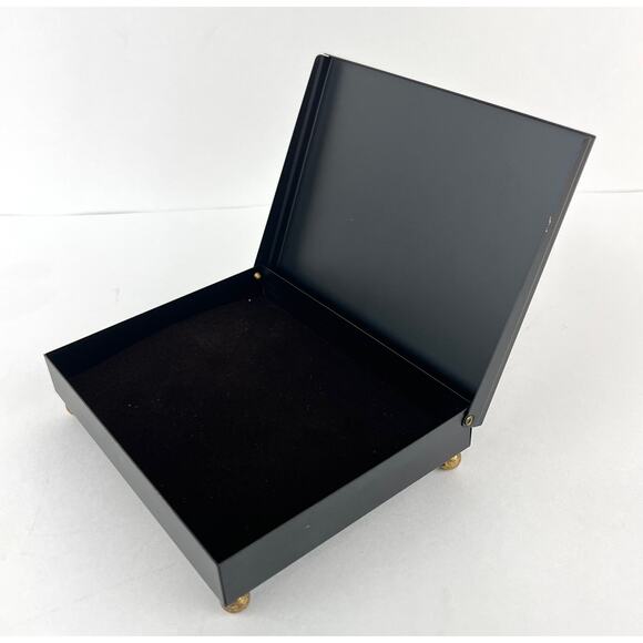 Vintage Barlow Loon Duck Scrimshaw Style Etching Medallion on Black Metal Box - Picture 5 of 8